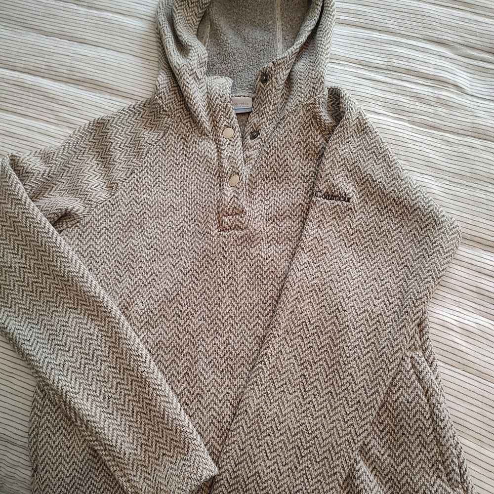 Women's Beige Herringbone Cardigan